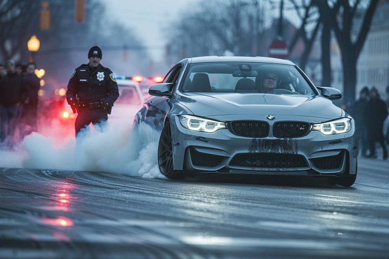 Tentative de drift en BMW M4 : la police s&rsquo;en mêle et tout bascule - découvrez cette histoire qui fait le buzz