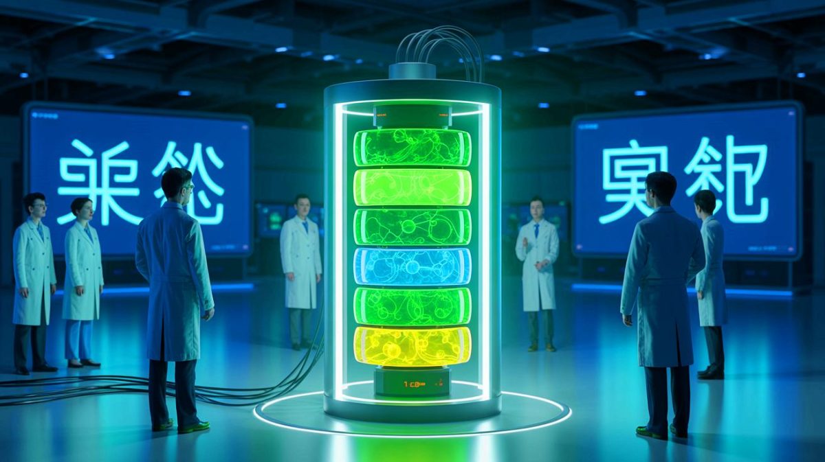 Illustration de la batterie futuriste et écologique alimentée par des bactéries