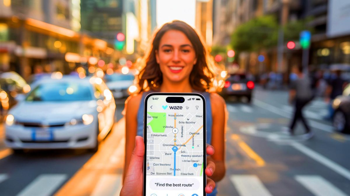 Illustration de l'optimisation des trajets avec l'application Waze