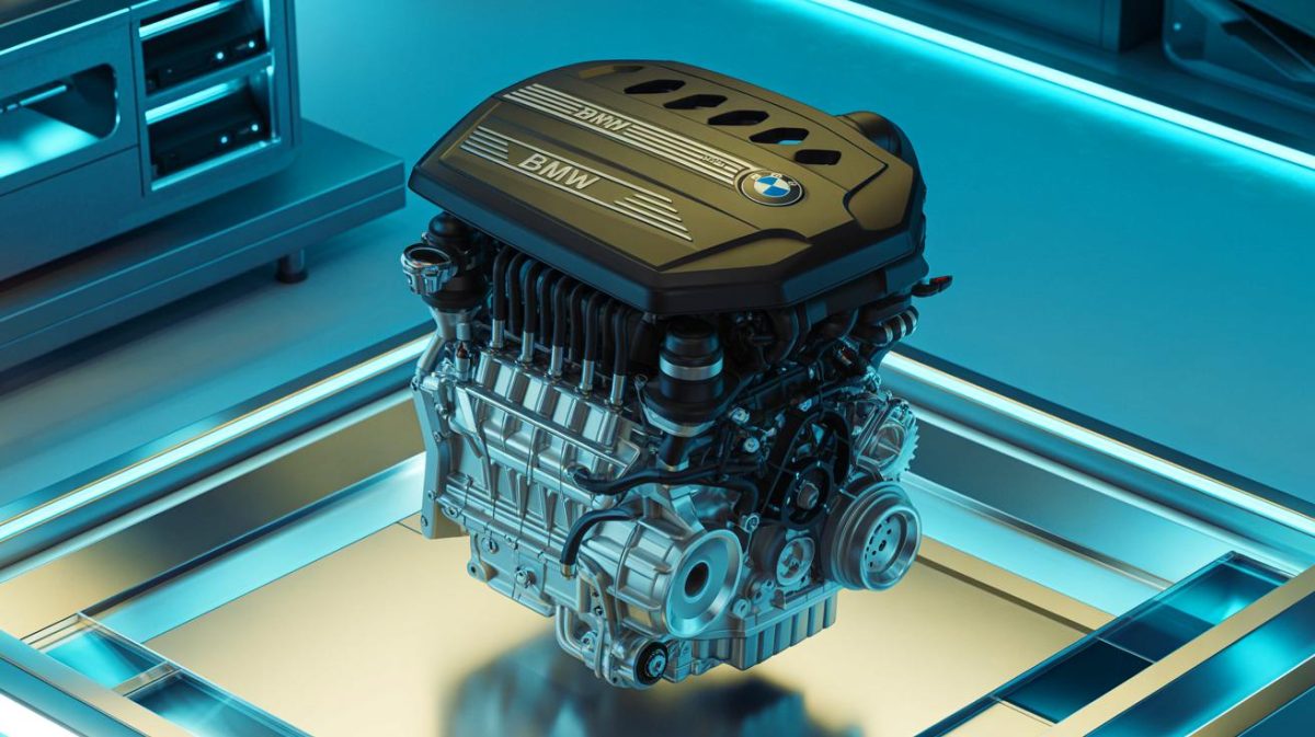 Illustration de la puissance et de l'ingénierie des moteurs BMW. Image réalisée par IA.