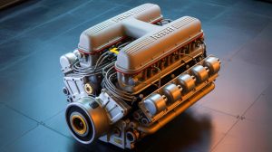 Illustration de pistons oblongs innovants dans un moteur Ferrari