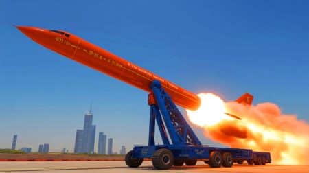 Illustration de tests hypersoniques dans le tunnel à choc JF-12 en Chine
