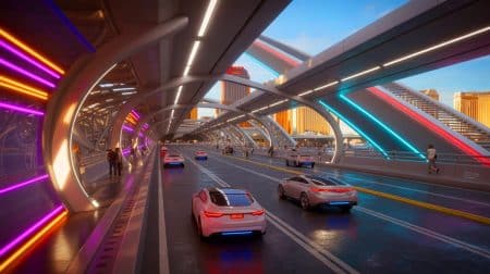 Illustration de l'expansion rapide du Vegas Loop par The Boring Company à Las Vegas. Image réalisée par IA.