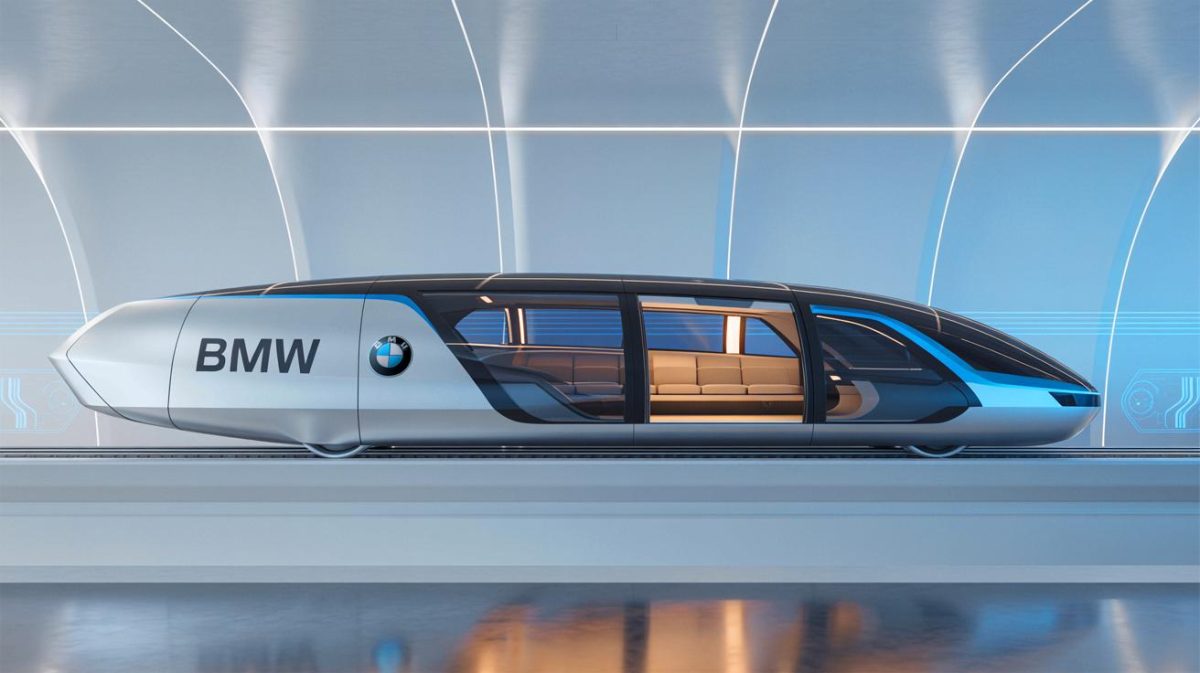 Illustration de la capsule hyperloop conçue par BMW et Virgin Hyperloop One
