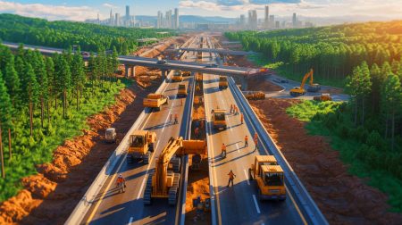 Illustration de la controverse entourant la reprise des travaux de l'autoroute A69 entre Castres et Toulouse. Image réalisée par IA.
