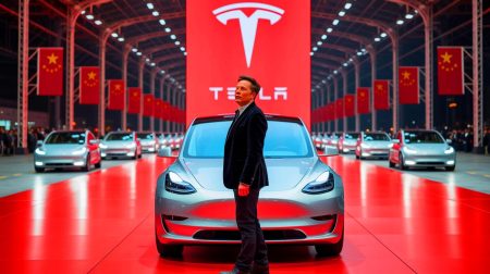 Illustration de la croissance des ventes de véhicules électriques en Europe avec une Tesla et une Skoda Elroq en scène urbaine.