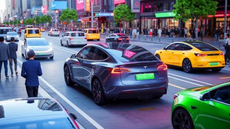 Illustration de la reprise spectaculaire des ventes de Tesla en Chine grâce au Model Y restylé. Image réalisée par IA.