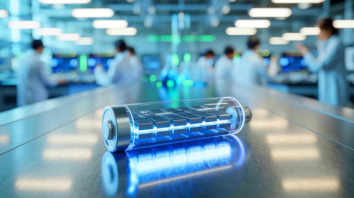 Illustration de batteries à l'état solide pour véhicules électriques avancés