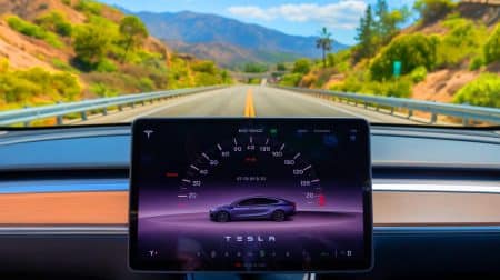 Illustration de la manipulation présumée des compteurs kilométriques par Tesla (création par IA, non réaliste). Crédit : Ideogram
