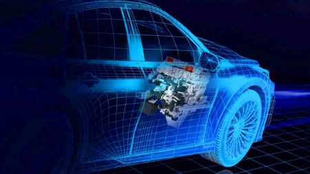 Illustration de l'innovation de Toyota avec son nouveau moteur à hydrogène « bleu »