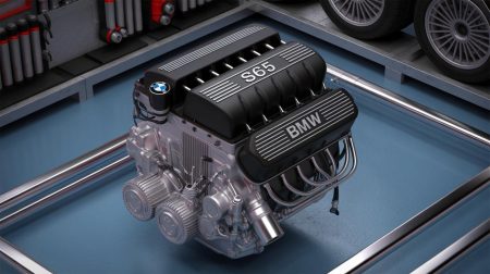 Illustration de la performance et des défis de fiabilité du moteur BMW S65. Image réalisée par IA.