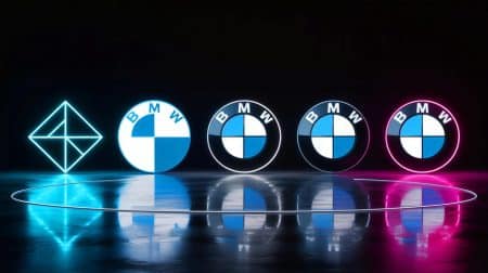 Illustration de l'évolution du logo BMW au fil des décennies