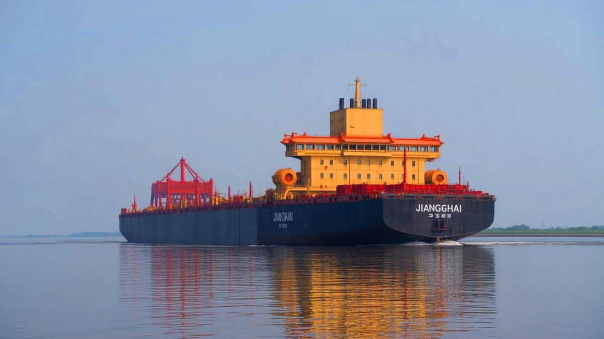 Illustration de la percée du tunnelier Jianghai sous le fleuve Yangtsé