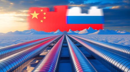 Illustration de l'alliance énergétique entre la Russie et la Chine avec le projet Power of Siberia 2