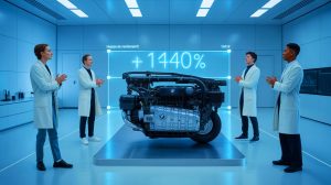 Illustration de l'innovation de BMW dans les moteurs à combustion interne et électriques.