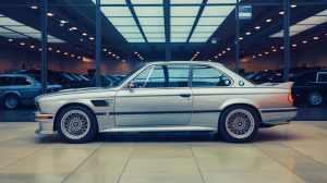 Illustration de la BMW M3 E30 Evo 2 lors d'une vente aux enchères prestigieuse
