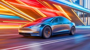 Illustration de Tesla dévoilant ses ambitions pour l'avenir de l'industrie automobile. Image réalisée par IA.