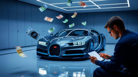 Illustration de la Bugatti Chiron et des coûts d'entretien exorbitants associés. Image réalisée par IA.