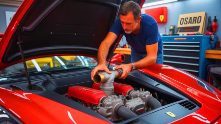 Il répare sa Ferrari comme une Clio : une pompe à 300 € sur Oscaro au lieu des 15 000 € demandés par la concession Illustration de la réparation économique d'une Ferrari 360 Spider par son propriétaire