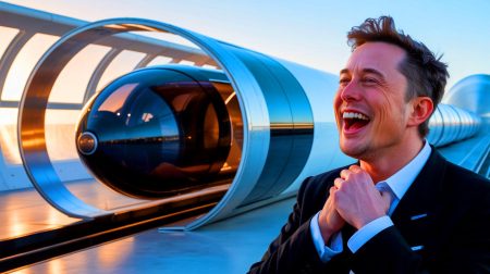 Illustration de l'hyperloop européen lors de son premier test réussi à grande vitesse.