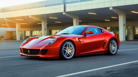 Illustration de l'accident spectaculaire d'une Ferrari 599 GTO sous la pluie. Image réalisée par IA.