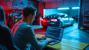 Illustration de la manipulation électronique pour activer la conduite autonome sur une Tesla