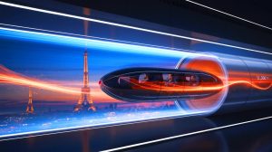 Illustration de l'avancée technologique du train Hyperloop en Chine.