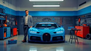 Illustration de la réparation d'un bouton de rétroviseur sur une Bugatti Veyron.
