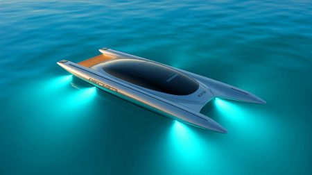 Illustration de la combinaison d'une voiture électrique et d'un sous-marin, générée par intelligence artificielle.