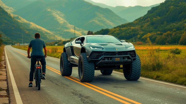Ce touriste à vélo découvre un Lamborghini transformé en monster truck sauvage en Chine et affole tous les passionnés d’auto