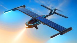 Illustration de la collaboration entre H3 Dynamics et XSun pour le développement d'un drone tribrid utilisant l'énergie solaire, l'hydrogène et des batteries.
