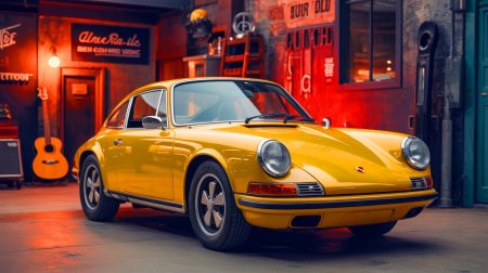 Illustration de la Porsche 911 SC de 1979, autrefois propriété de Johnny Hallyday, générée par intelligence artificielle.