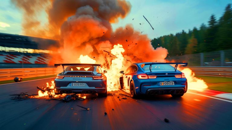 « Explosion de métal en pleine course » : la vidéo choc du violent choc entre Porsche et BMW au Nürburgring