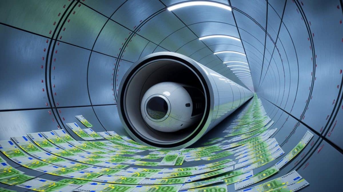 Illustration de l'effondrement du projet Hyperloop à Toulouse, générée par intelligence artificielle.