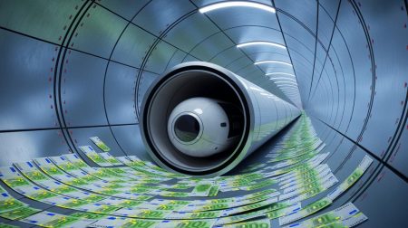 Illustration de l'effondrement du projet Hyperloop à Toulouse, générée par intelligence artificielle.