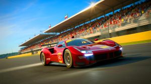 Illustration de la victoire historique de Ferrari au Mans, générée par intelligence artificielle.