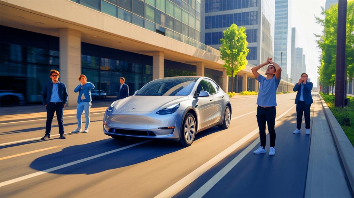 « Je ne m’attendais pas à ça » : les 5 défauts cachés de la Tesla Model Y Juniper qui exaspèrent les jeunes conducteurs après un mois Illustration de la Tesla Model Y Juniper avec phares avant de style Cybercab, générée par intelligence artificielle.