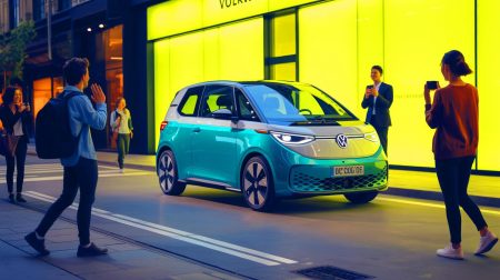 Illustration de la Volkswagen ID.One, une citadine électrique abordable, générée par intelligence artificielle.