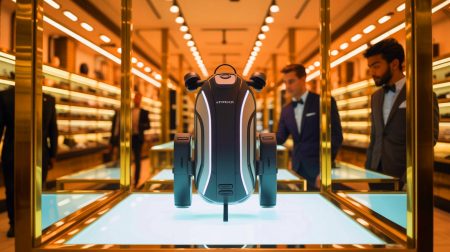Illustration de l'innovant jetpack en vente chez Selfridges à Londres.