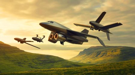 Illustration de l'assemblage d'un jet modulable Aeralis en Écosse, générée par intelligence artificielle.