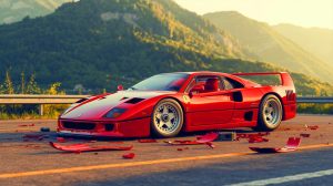 Illustration de l'accident spectaculaire d'une Ferrari F40 au Royaume-Uni