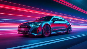 Illustration de l'Audi RS7 R ABT de Faris Moumbagna dans un cadre urbain élégant.