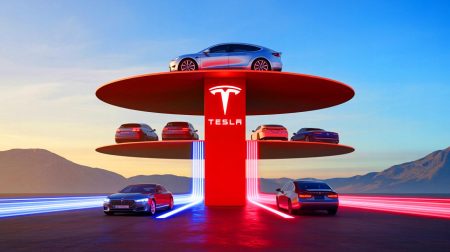 Illustration de la production de véhicules électriques dans une usine américaine moderne.