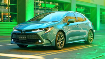 Illustration de la Toyota Corolla hybride 2025, symbole de performance et de responsabilité écologique.