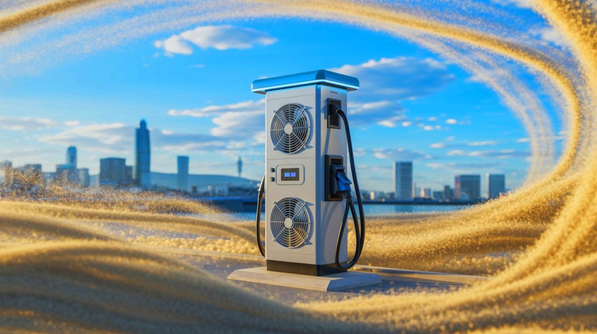 Illustration de la pollution aux particules fines autour des bornes de recharge rapide.