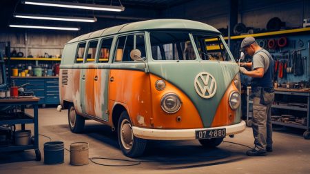 Illustration de la conservation du bus Volkswagen Type 2 des Jenkins, symbole du mouvement des droits civiques.