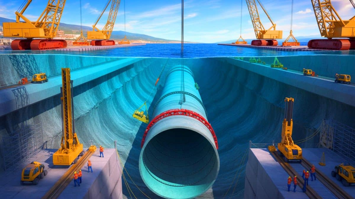 « Un gouffre financier » : découvrez le coût astronomique du tunnel sous-marin entre le Maroc et l’Espagne Illustration de la construction du tunnel ferroviaire sous le détroit de Gibraltar.